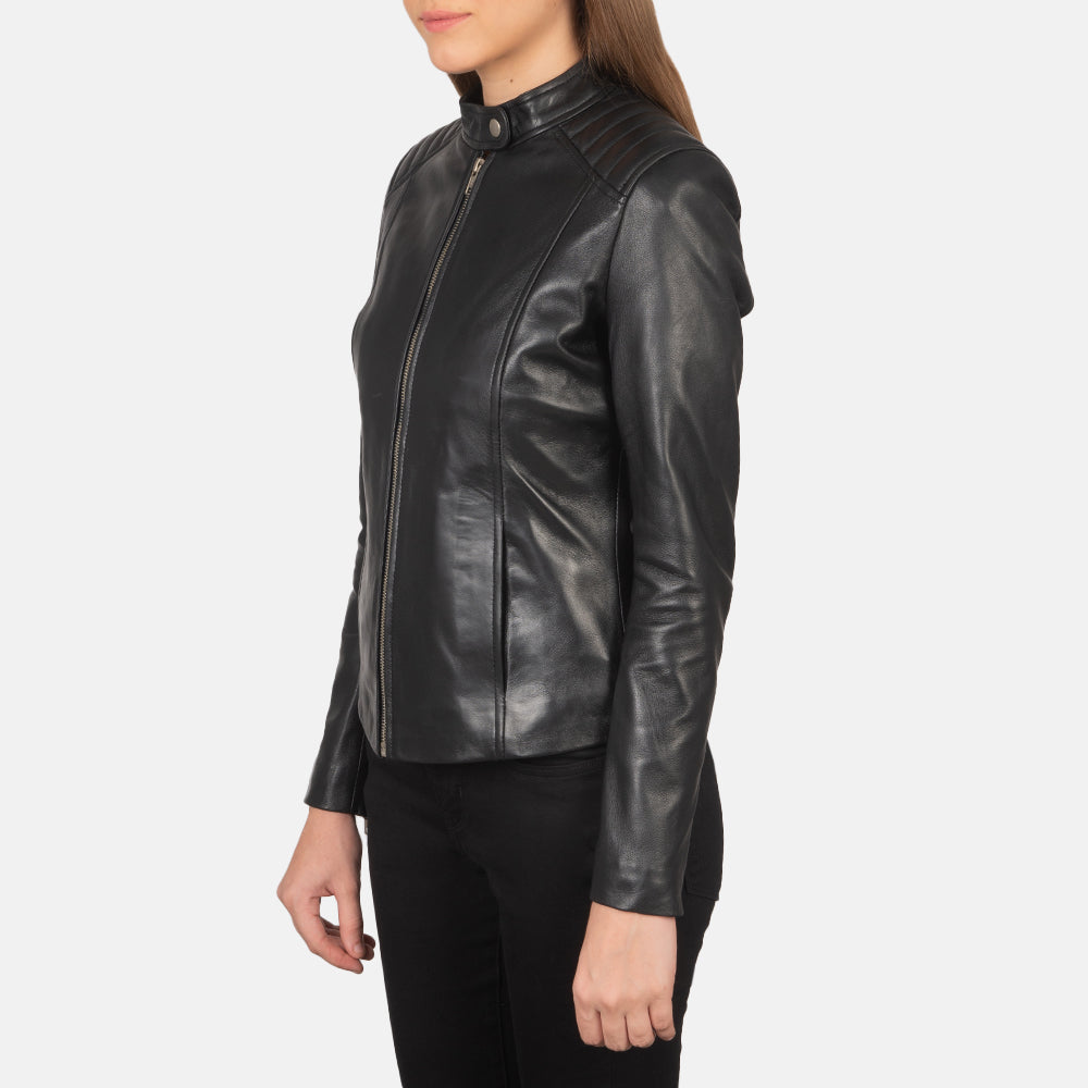 Kelsee Veste Motard en Cuir pour Femme – Vue produit alternative 2