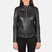 Kelsee Veste Motard en Cuir pour Femme – Vue produit alternative 3