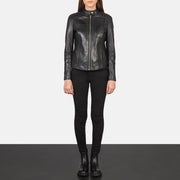 Kelsee Veste Motard en Cuir pour Femme – Vue produit alternative 4