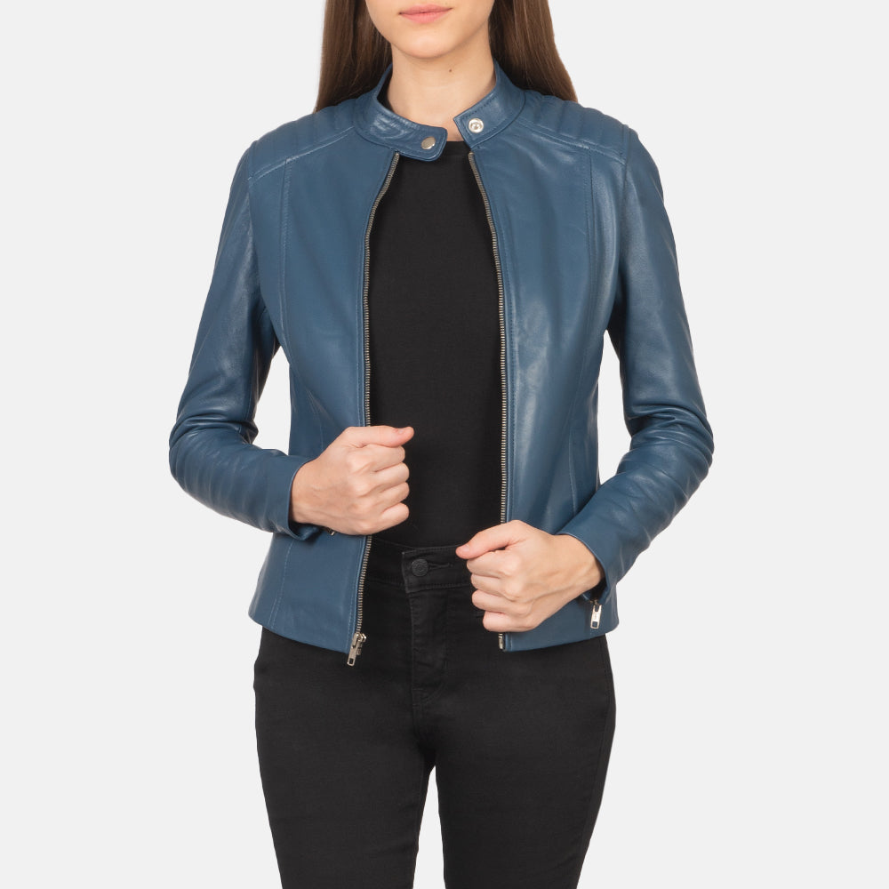 Kelsee Veste Motard en Cuir pour Femme – Vue produit alternative 1
