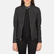 Kelsee Veste Motard en Cuir pour Femme – Vue produit alternative 1