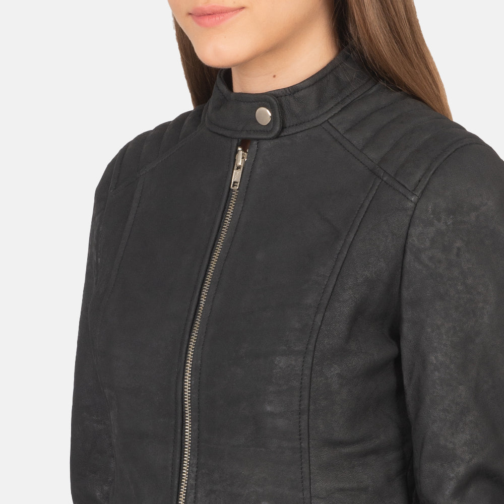 Kelsee Veste Motard en Cuir pour Femme – Vue produit alternative 6