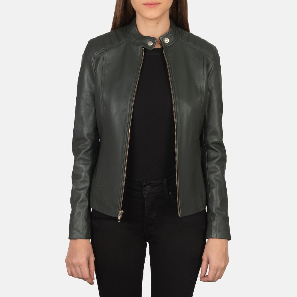 Kelsee Veste Motard en Cuir pour Femme – Vue produit alternative 1