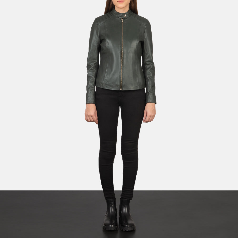 Kelsee Veste Motard en Cuir pour Femme – Vue produit alternative 3