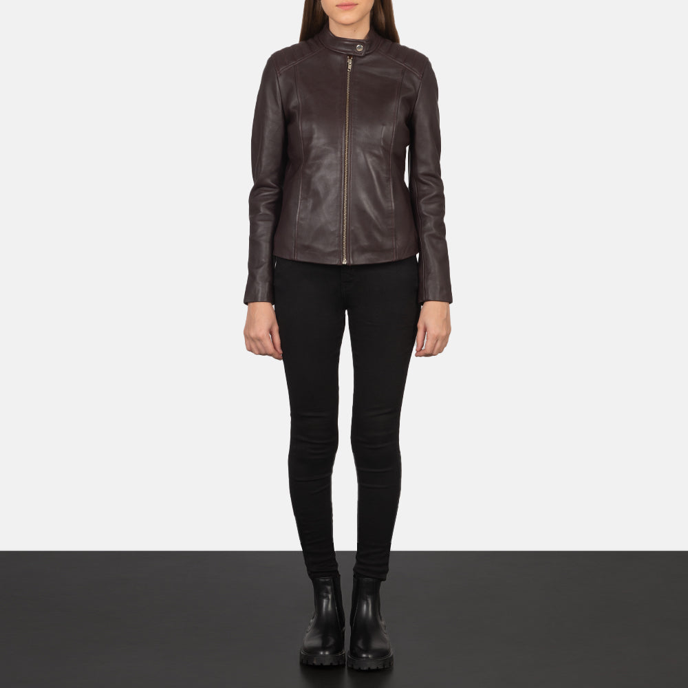 Kelsee Veste Motard en Cuir pour Femme – Vue produit alternative 3