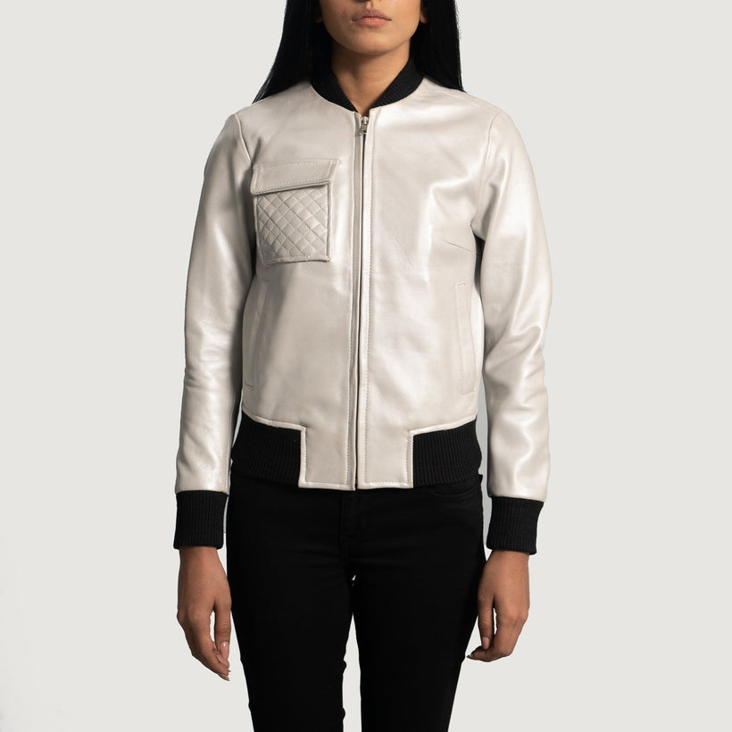 Lana Silver Blouson Bomber en Cuir pour Femme
