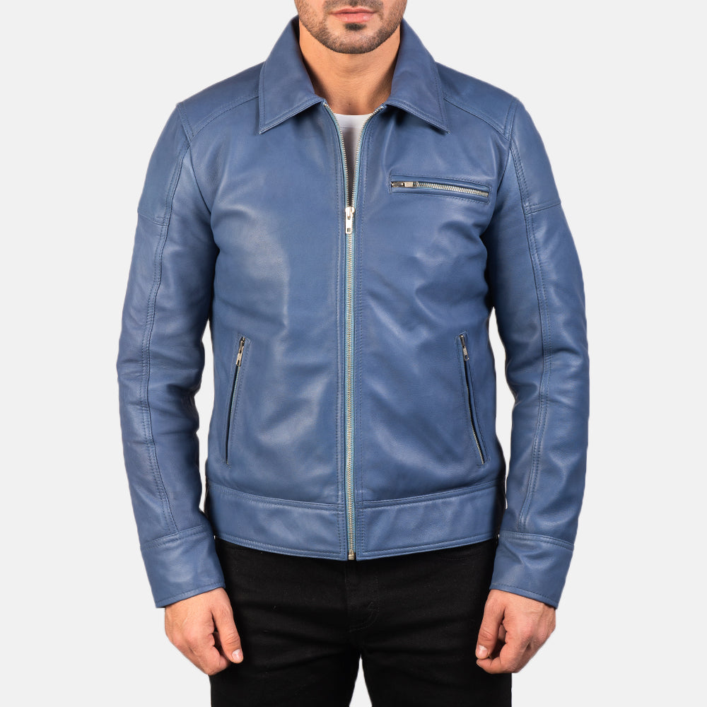 Men's Lavendard Brown Leather Biker Jacket - Vue de profil avec coupe de manche ergonomique