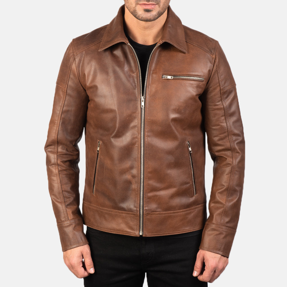 Lavendard Veste Motard en Cuir pour Homme – Vue produit alternative 3