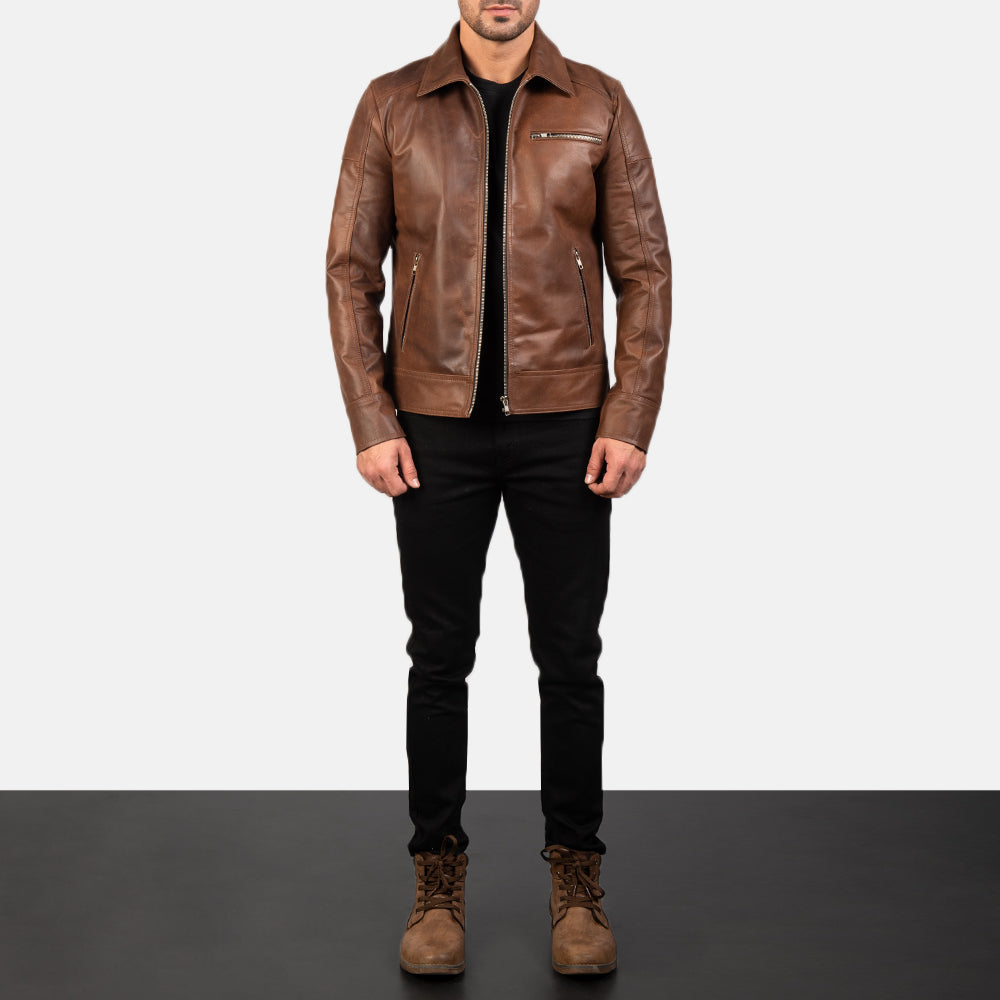 Lavendard Veste Motard en Cuir pour Homme – Vue produit alternative 4