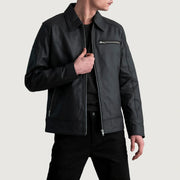 Lavendard Veste Motard en Cuir pour Homme – Vue produit alternative 1