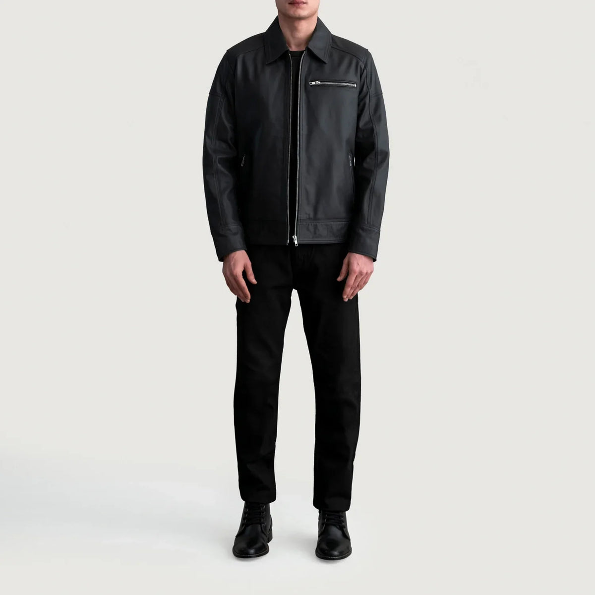 Lavendard Veste Motard en Cuir pour Homme – Vue produit alternative 4