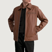 Lavendard Veste Motard en Cuir pour Homme – Vue produit alternative 1