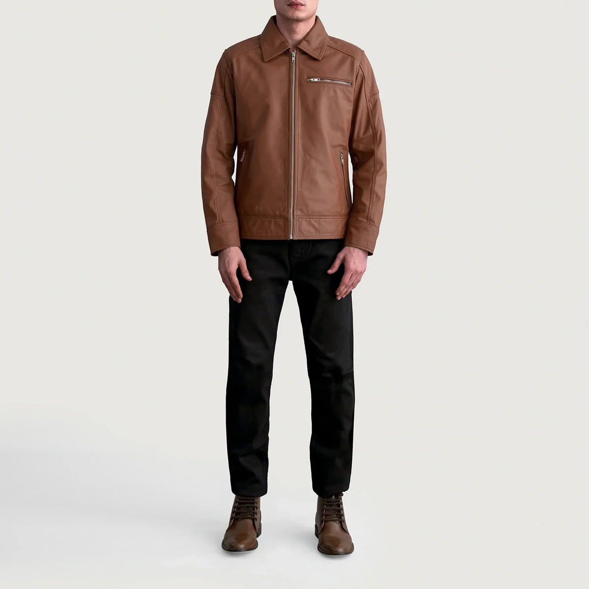 Lavendard Veste Motard en Cuir pour Homme – Vue produit alternative 4