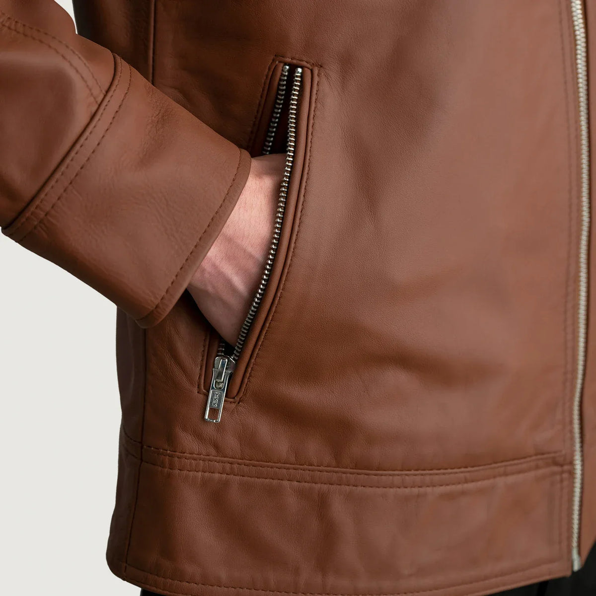 Lavendard Veste Motard en Cuir pour Homme – Vue produit alternative 5