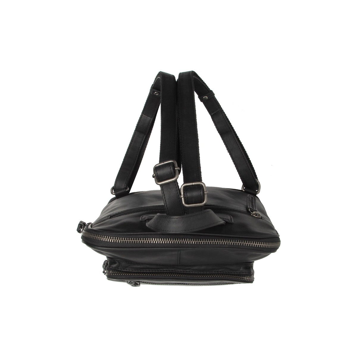 
Floran Cuir Pleine Fleur Backpack - Profil latéral structuré montrant la profondeur du soufflet