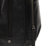 Santana Full-Grain Leather Backpack pour Femme - Structured Side Profile Showing Gusset Depth &amp; Expansion Capacity