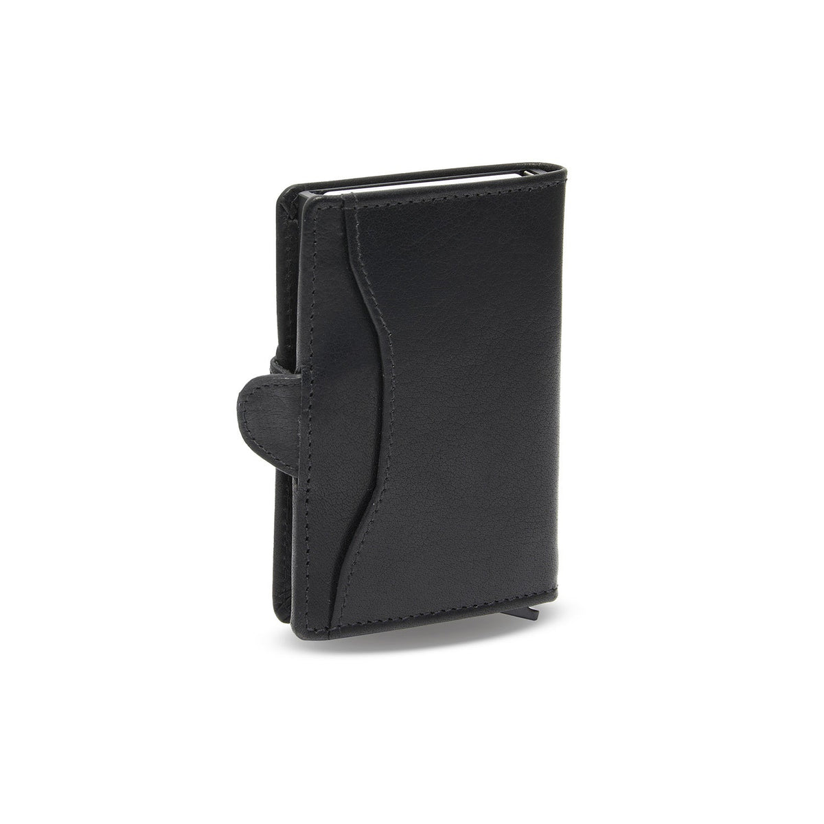 
Classic 100% Full-Grain Leather Card Holder - Perspective arrière montrant les bretelles en cuir renforcées