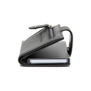 Barrea Full-Grain Leather Card Holder pour Femme - Structured Side Profile Showing Gusset Depth &amp; Expansion Capacity