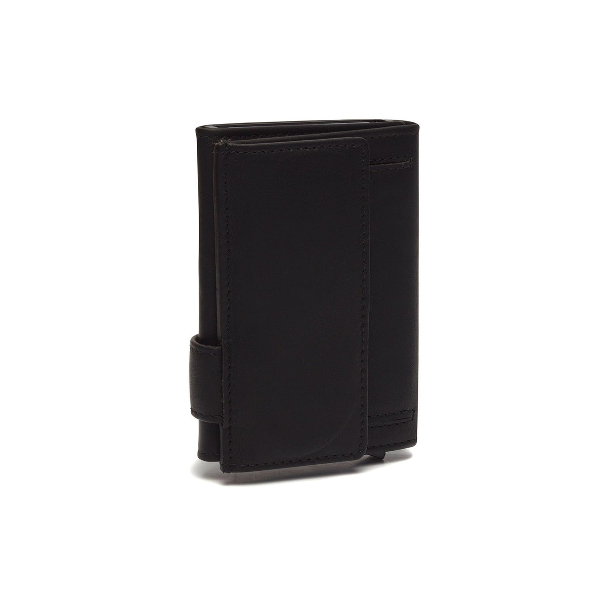 Classic 100% Full-Grain Leather Card Holder - Rear Perspective Showing Reinforced Leather Straps &amp; Stitching
