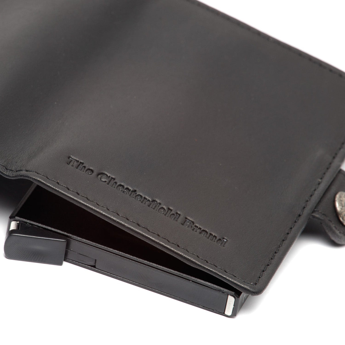 Lagos Full-Grain Leather Card Holder pour Femme - Structured Side Profile Showing Gusset Depth &amp; Expansion Capacity