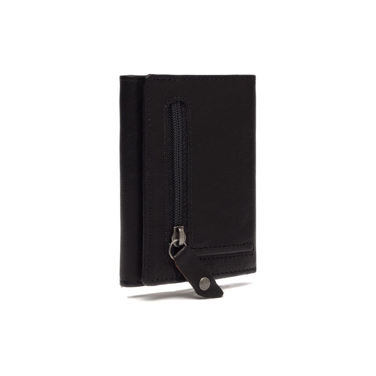 Solid Antique Brass Hardware &amp; Heavy-Duty Dual Zipper Detail on Paris Full-Grain Leather Card Holder pour Femme