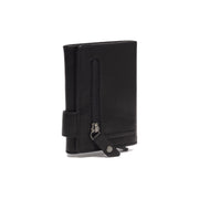 Solid Antique Brass Hardware &amp; Heavy-Duty Dual Zipper Detail on Portland Full-Grain Leather Card Holder pour Femme