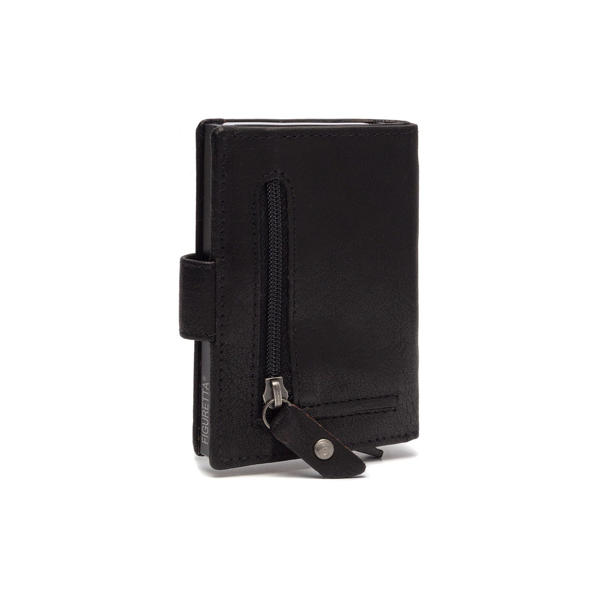 Solid Antique Brass Hardware &amp; Heavy-Duty Dual Zipper Detail on Prague Full-Grain Leather Card Holder pour Femme