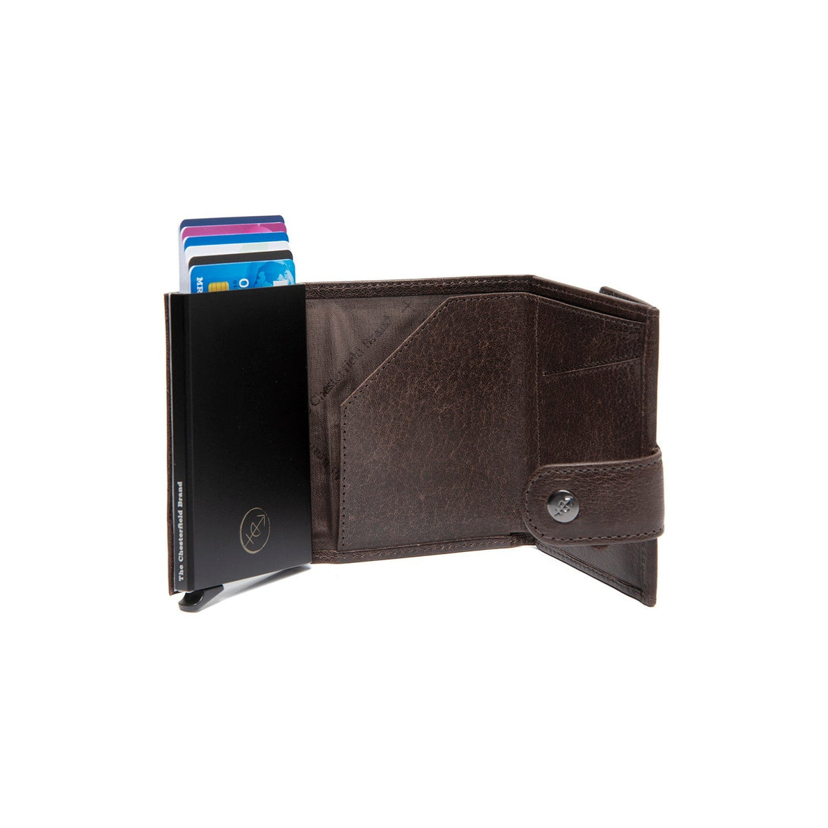 Varrano Full-Grain Leather Card Holder pour Femme - Structured Side Profile Showing Gusset Depth &amp; Expansion Capacity