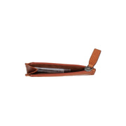 Cognac Leather Card Wallet pour Femme, detail view 1