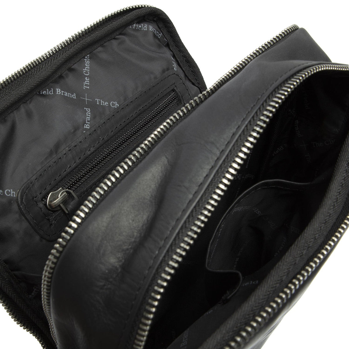 Alva Full-Grain Leather Crossbody Bag pour Homme - Structured Side Profile Showing Gusset Depth &amp; Expansion Capacity
