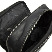 Alva Full-Grain Leather Crossbody Bag pour Homme - Structured Side Profile Showing Gusset Depth &amp; Expansion Capacity