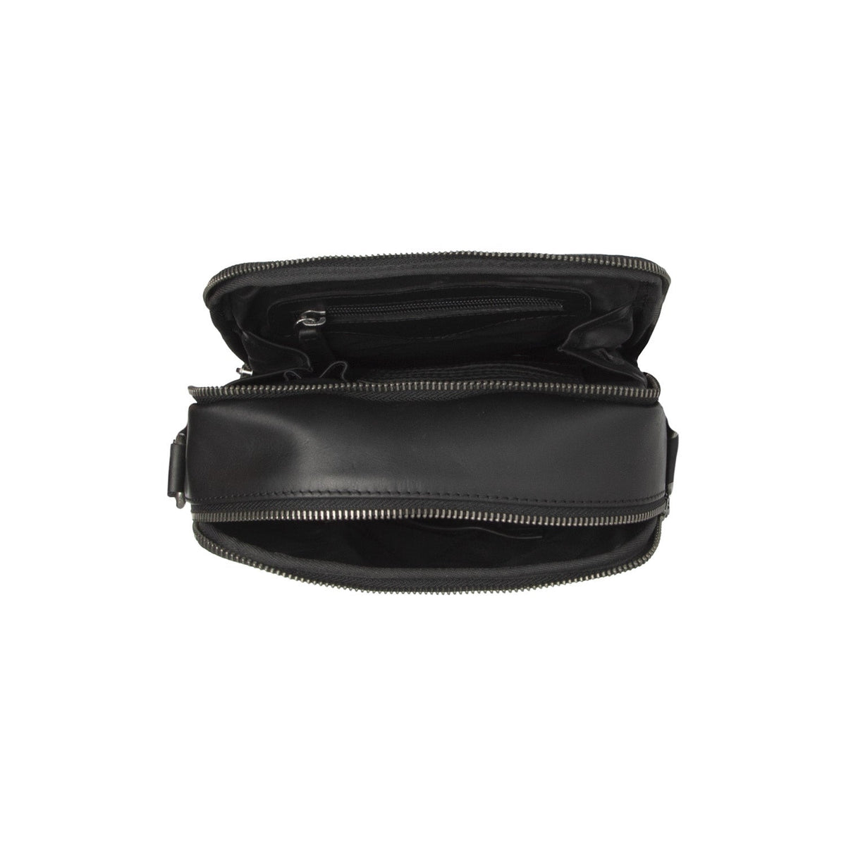 Solid Antique Brass Hardware &amp; Heavy-Duty Dual Zipper Detail on Arendal Full-Grain Leather Crossbody Bag pour Homme