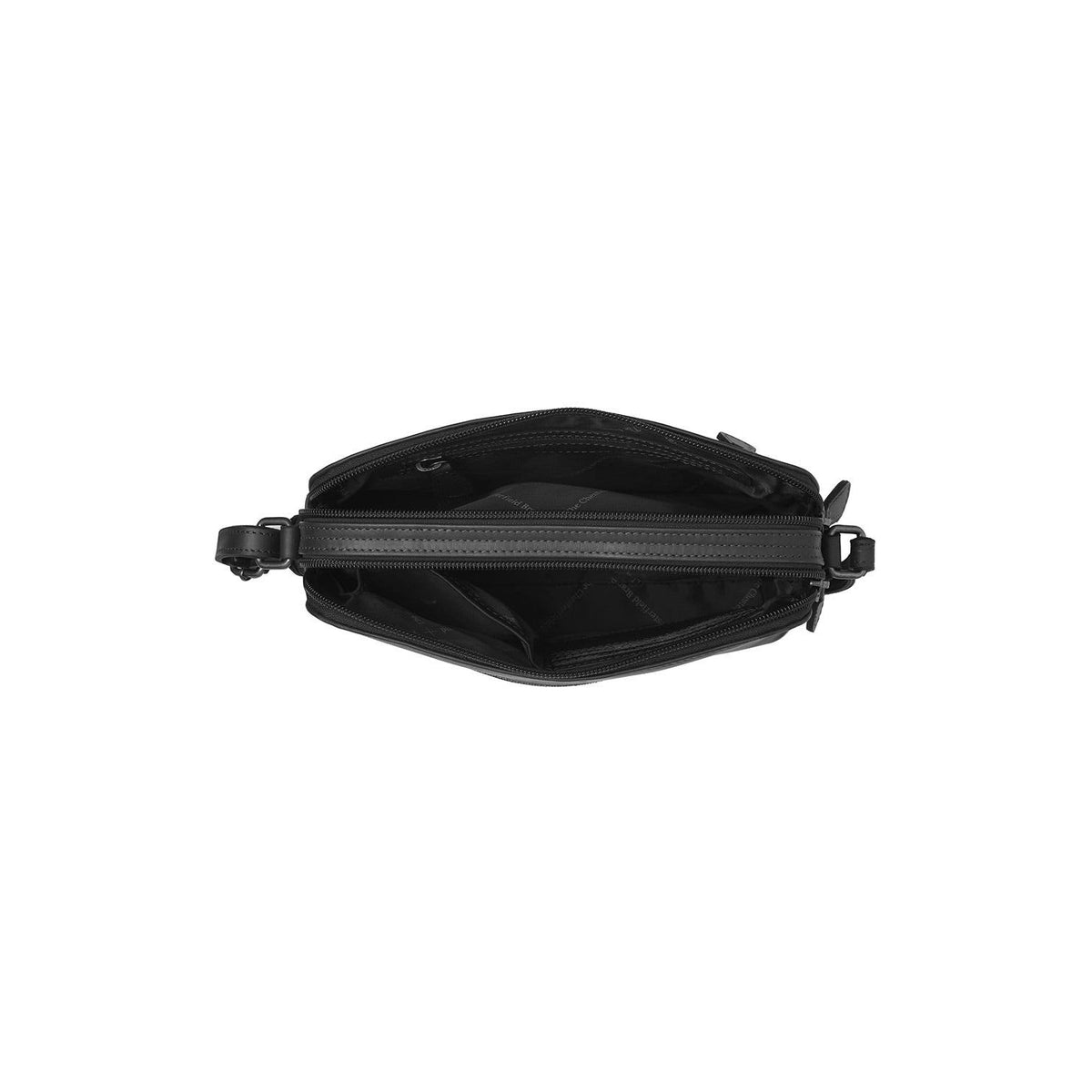 
Solid Antique Brass Hardware & Heavy-Duty Dual Zipper Detail on Nebraska Sac besace en cuir pleine fleur