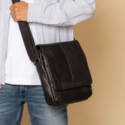 Classic 100% Full-Grain leather Bag - Rear Perspective Showing Reinforced Leather Straps &amp; Stitching