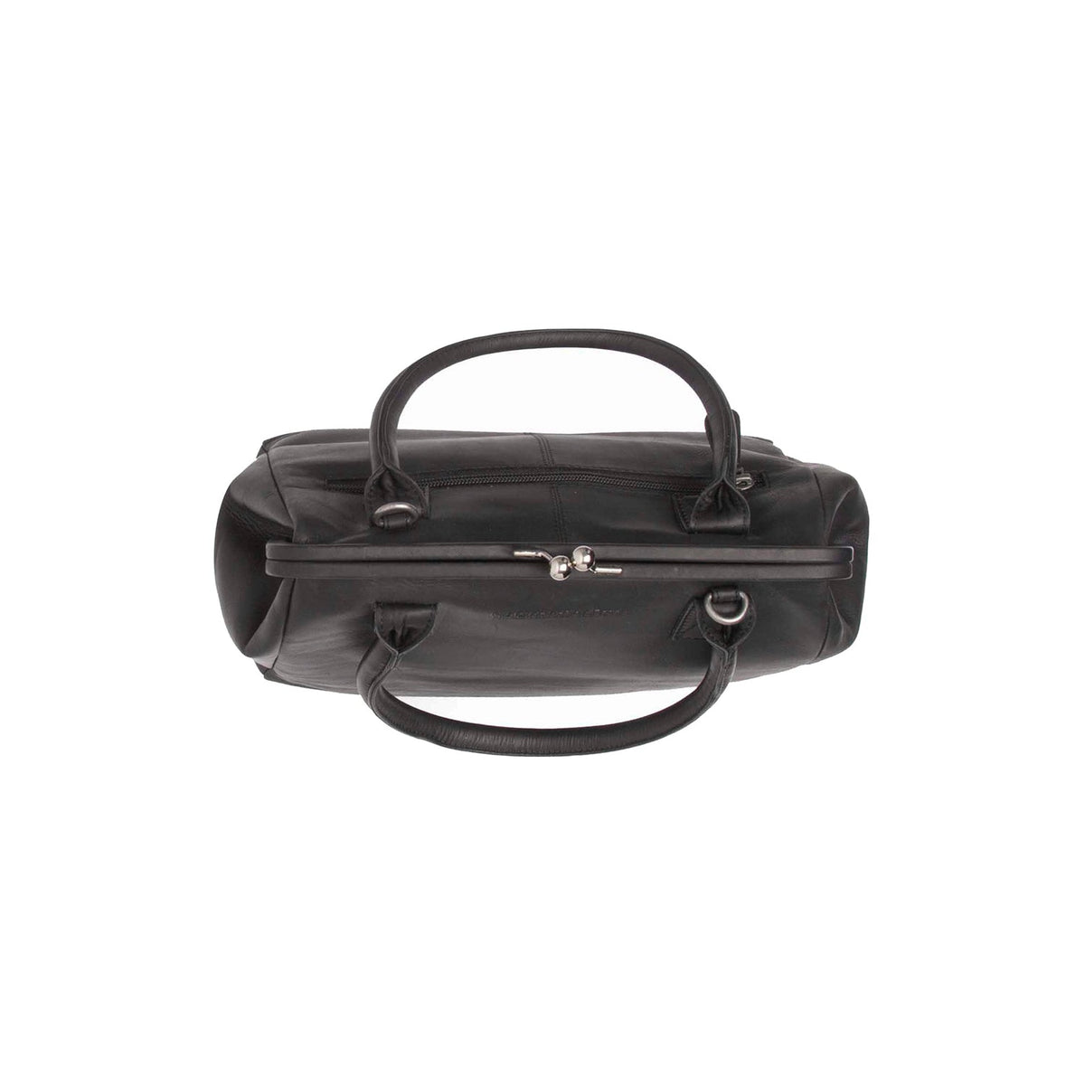 Vue détaillée of Classic Collar &amp; Heavy-Duty Zipper Hardware on Dorin Full-Grain Leather Handbag pour Femme