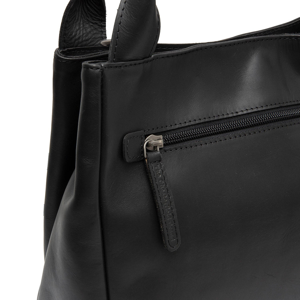 
Vue détaillée of Classic Collar & Heavy-Duty Zipper Hardware on Tenara Sac à main en cuir pleine fleur
