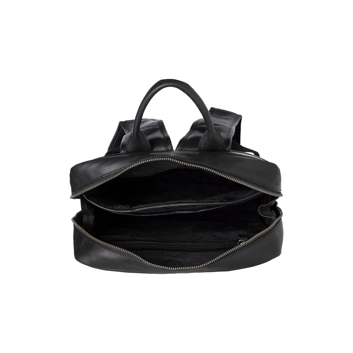 Nicola Full-Grain Leather Laptop Backpack pour Femme - Structured Side Profile Showing Gusset Depth &amp; Expansion Capacity