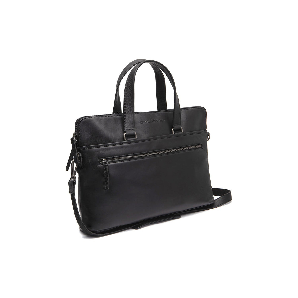 Elvas Full-Grain Leather Laptop Bag pour Femme in Classic 100% Full-Grain Leather - Full Exterior Front Profile View | Acheter en ligne