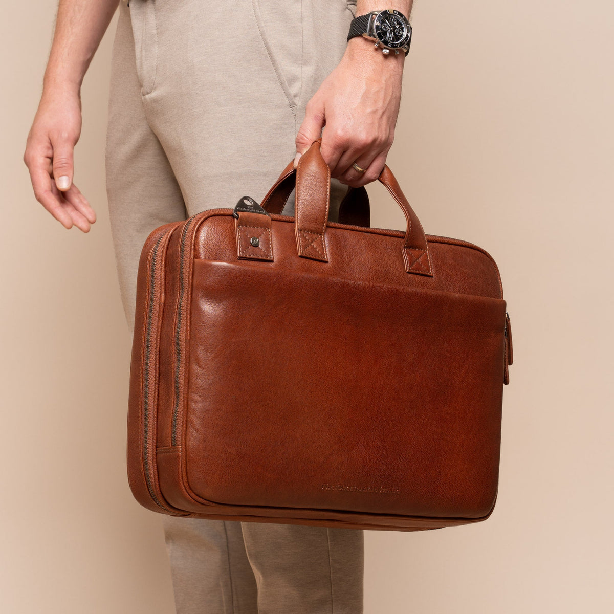 Iseo Full-Grain Leather Laptop Bag pour Homme – Vue produit alternative 3