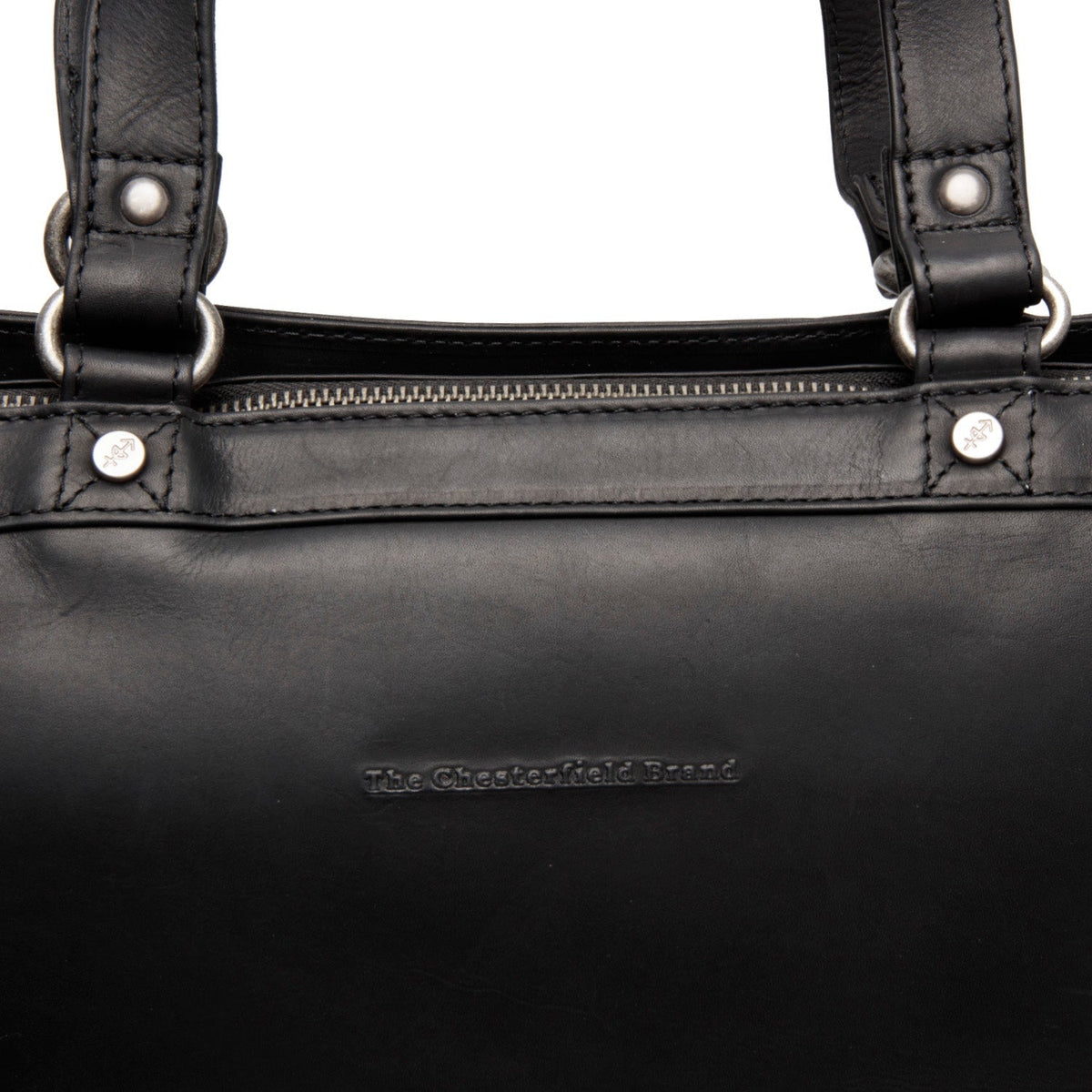 Solid Antique Brass Hardware &amp; Heavy-Duty Dual Zipper Detail on Manly Full-Grain Leather Laptop Bag pour Femme