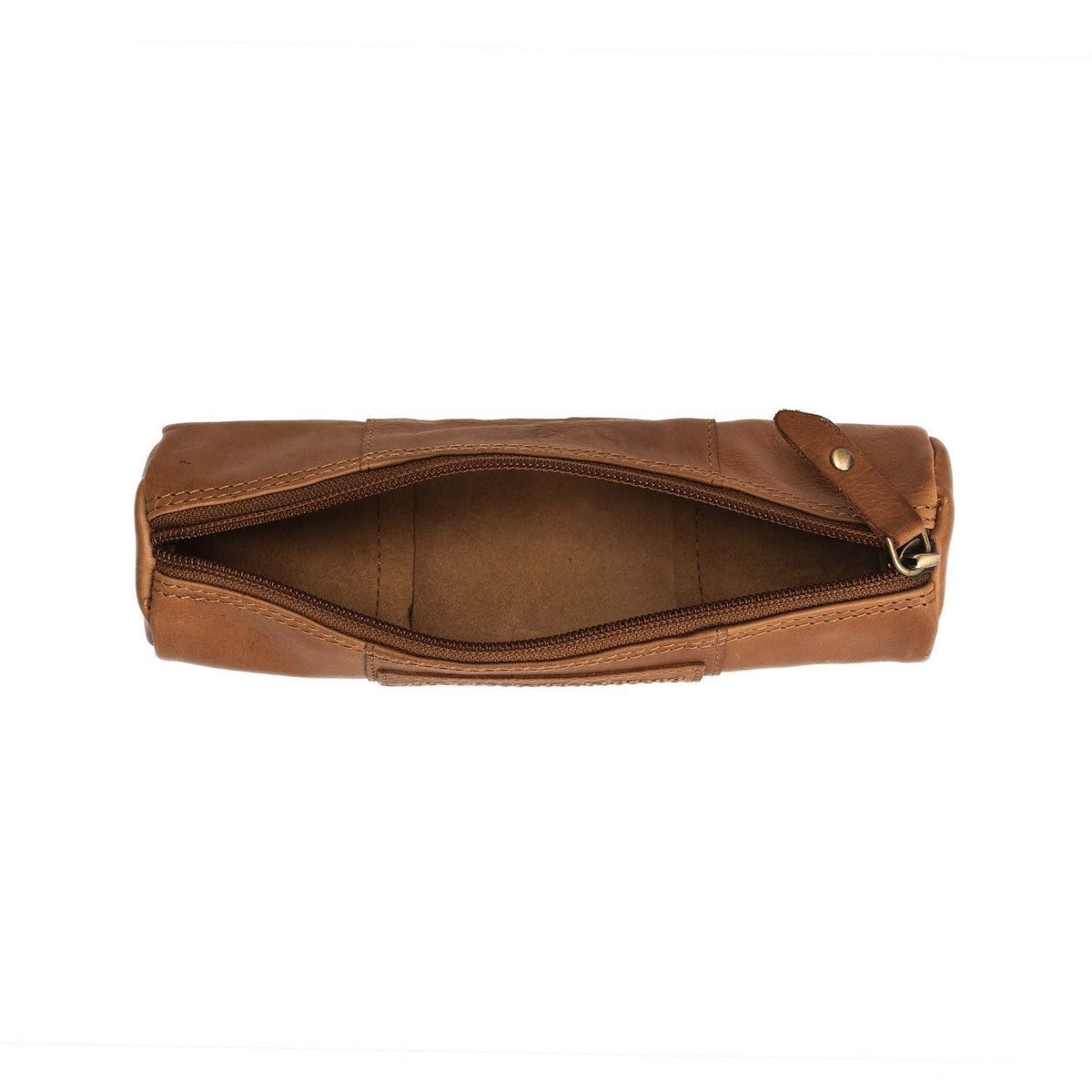 Cognac Leather Pencil Case Lea pour Femme, detail view 1