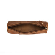 Cognac Leather Pencil Case Lea pour Femme, detail view 1
