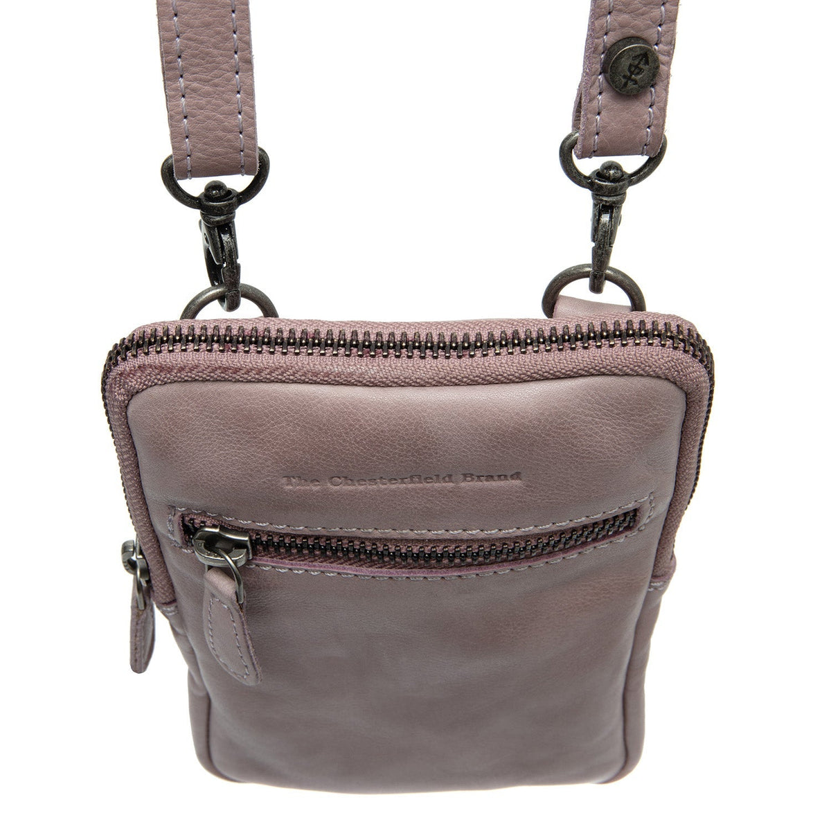 
Vue détaillée of Classic Collar & Heavy-Duty Zipper Hardware on Salta Cuir Pleine Fleur Phone Bag