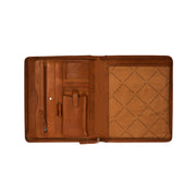 Cognac Leather Portfolio Barnet pour Femme, detail view 1