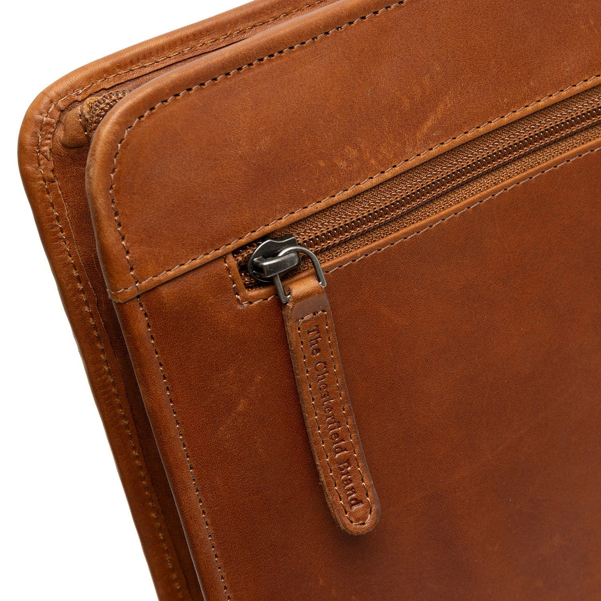 Cognac Leather Portfolio Moreton pour Femme, detail view 4