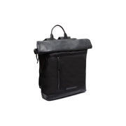 Bornholm Full-Grain Leather Roll-top Backpack pour Femme in Classic 100% Full-Grain Leather - Full Exterior Front Profile View | Acheter en ligne