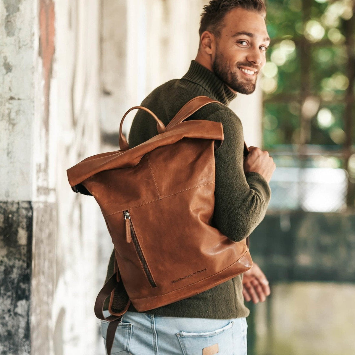 
Liverpool Cuir Pleine Fleur Roll-top Backpack – alternate product view 2