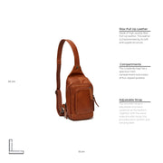 Cognac Leather Sling Bag Riga pour Femme, detail view 6