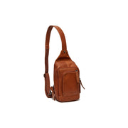 Cognac Leather Sling Bag Riga pour Femme, front view