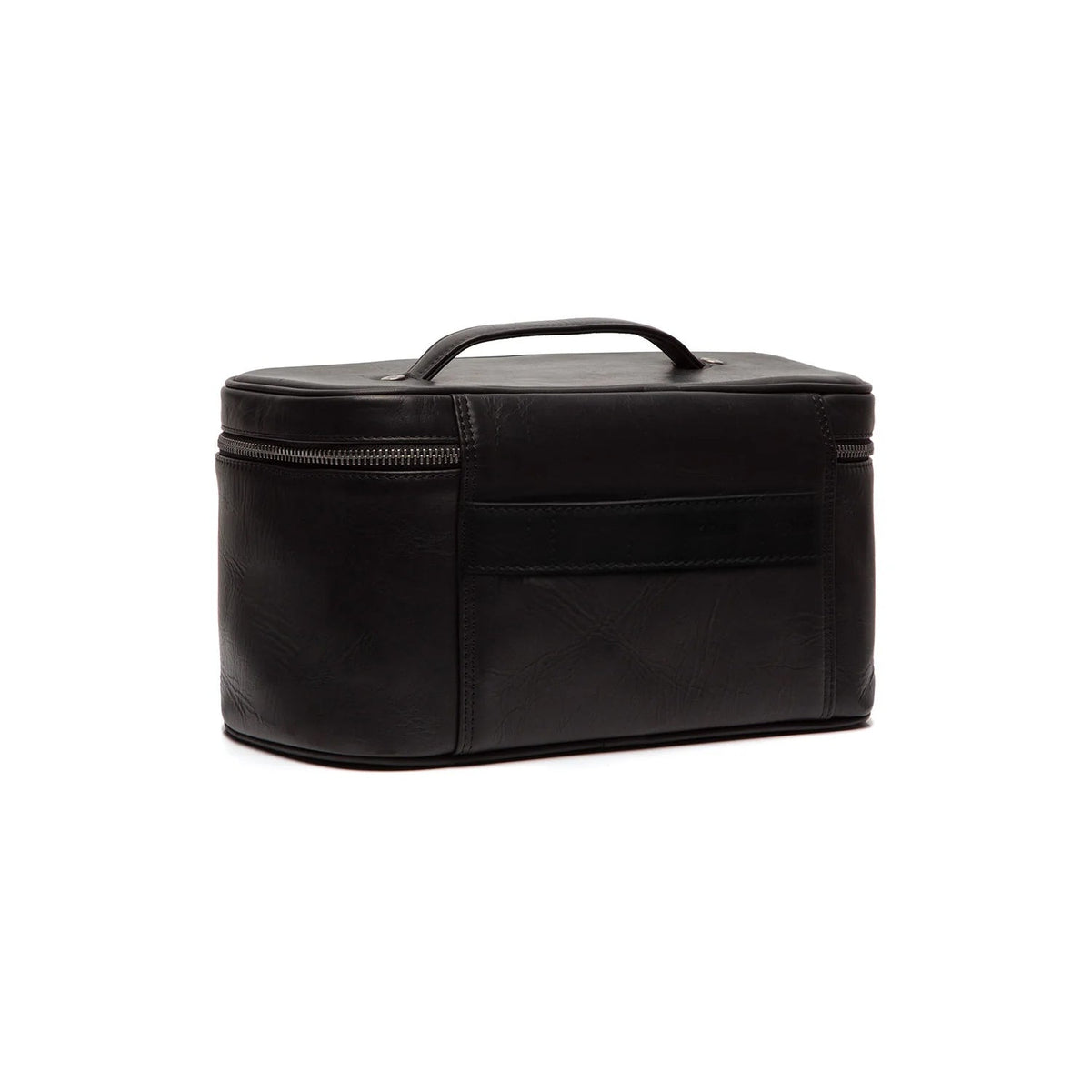 Tailored Rib Cuffs &amp; Hem Craftsmanship Construction Detail on Limone Full-Grain Leather Toiletry Bag pour Femme